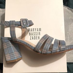 Maryam Nassir Zadeh Palma High Sandal Sky Plaid size 40